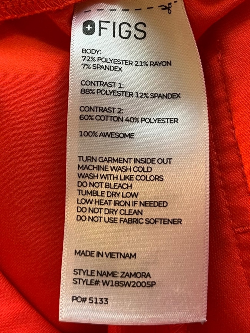 Figs Fiery Coral Zamora Jogger Scrub Pants Size XXSP PO #5133 - Picture 7 of 10